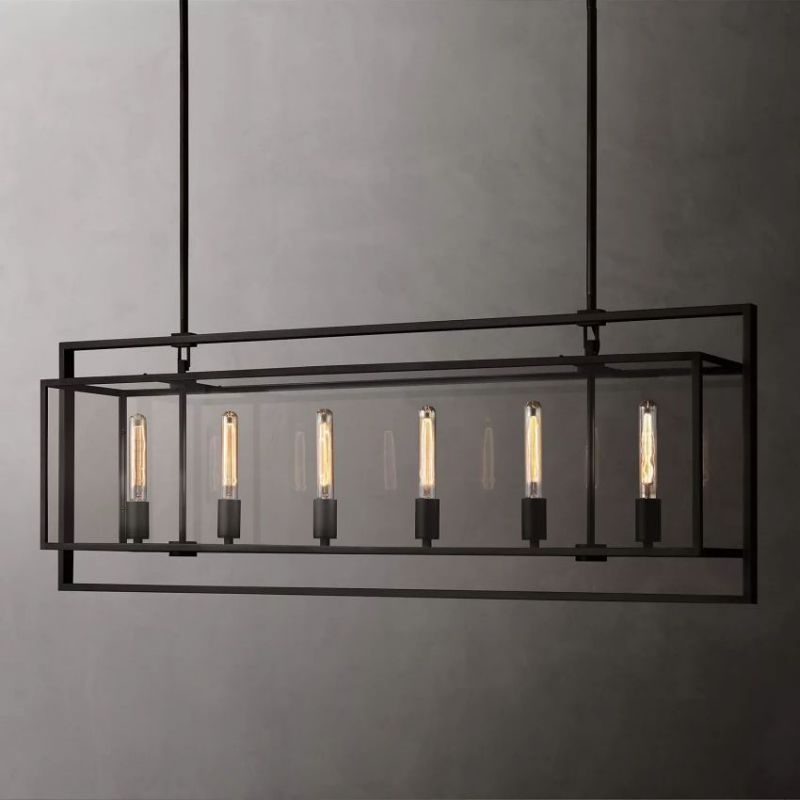 Vera Glass Rectangular Chandelier 54"