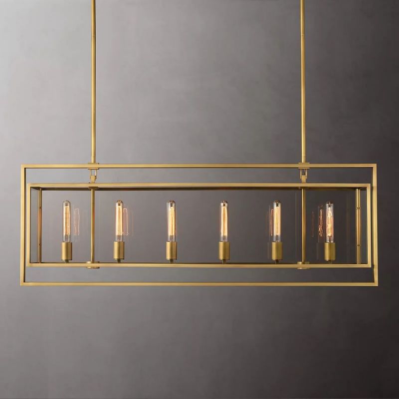 Vera Glass Rectangular Chandelier 54"