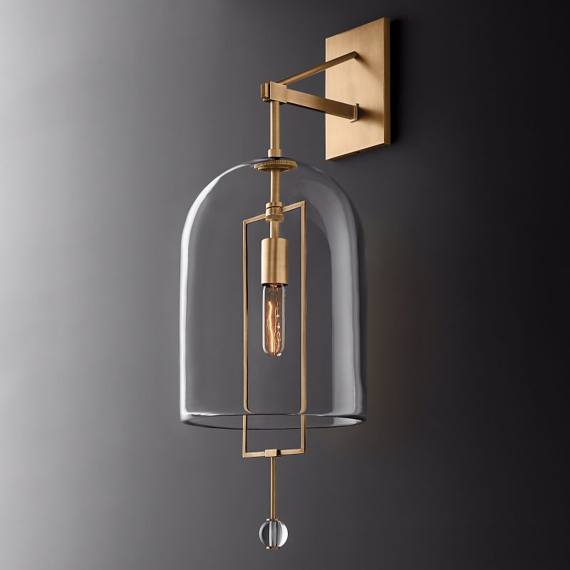 Sophia Brass Grand Wall Sconce With Glass Shade