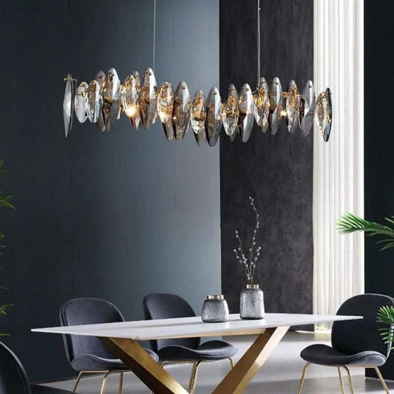 Flora Crystal Linear Chandelier L51"