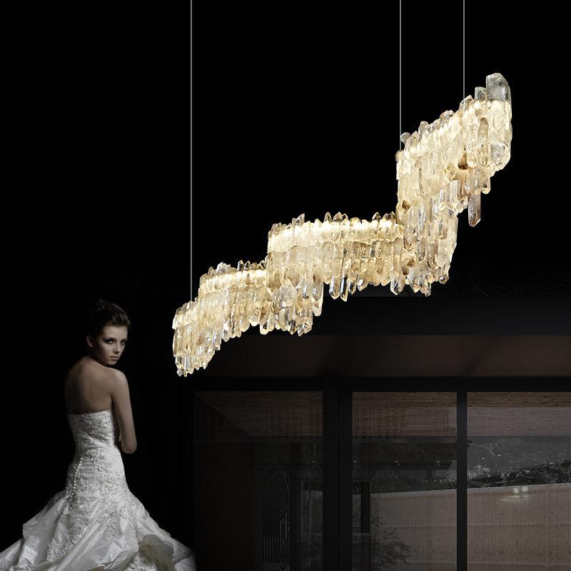 Primary Crystal Cluster Linear Dining Chandelier