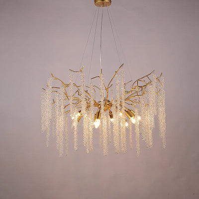 Lorna Crystal Raindrop Chandelier Gold Tree Branch Chandeliers