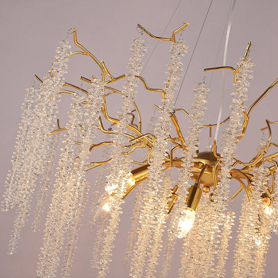 Lorna Crystal Raindrop Chandelier Gold Tree Branch Chandeliers