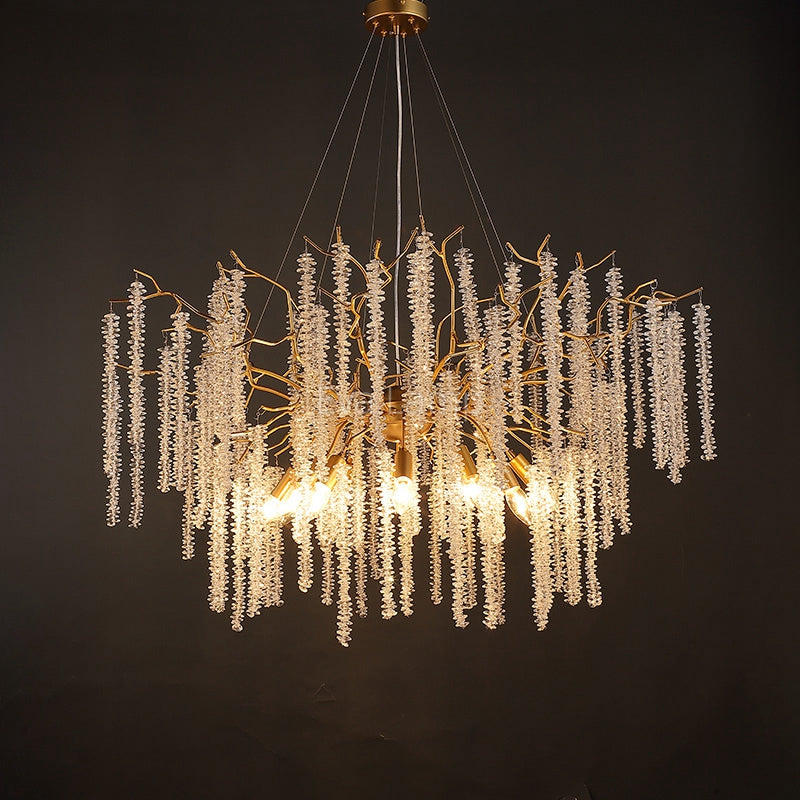 Lorna Crystal Raindrop Chandelier Gold Tree Branch Chandeliers