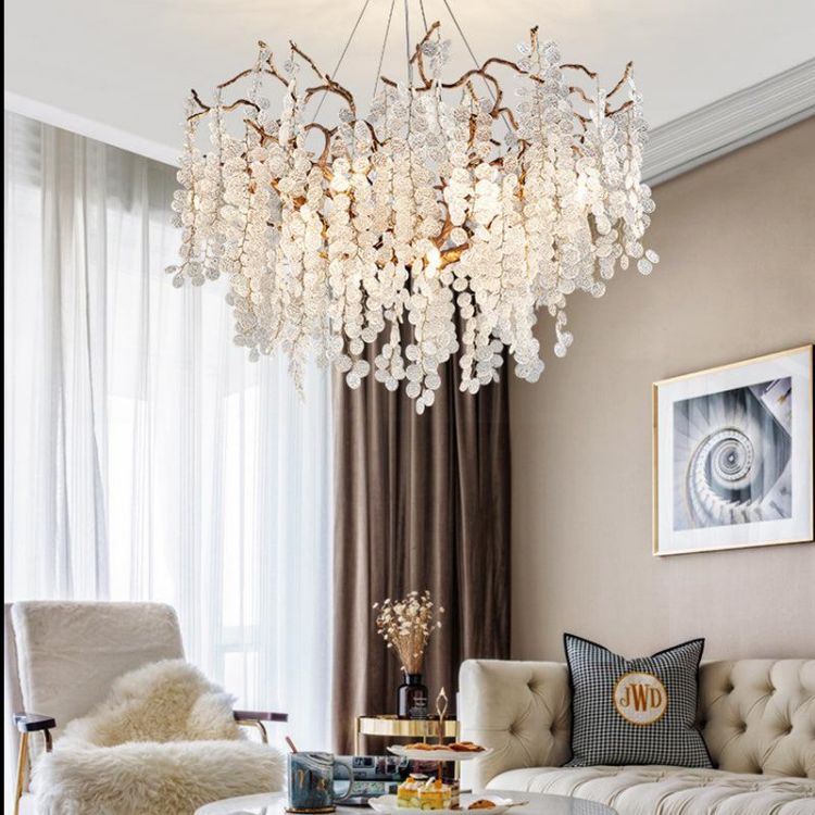 Lorna Modern Gold Chandelier Light Fixture, Round Branch Chandelier