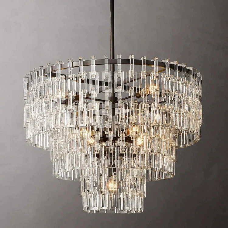 Mia 3 Tier Crystal Round Chandelier 36"