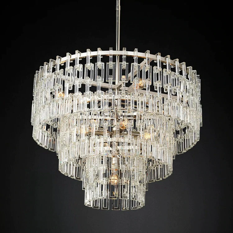 Mia 3 Tier Crystal Round Chandelier 36"