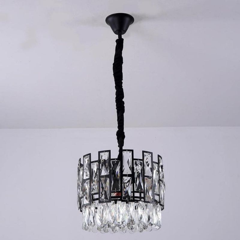 Morry Black Clear Crystal Pendant Chandelier