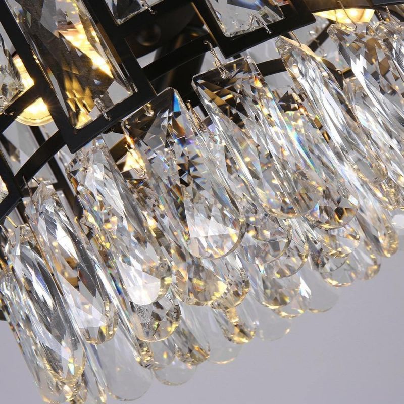 Morry Black Clear Crystal Pendant Chandelier