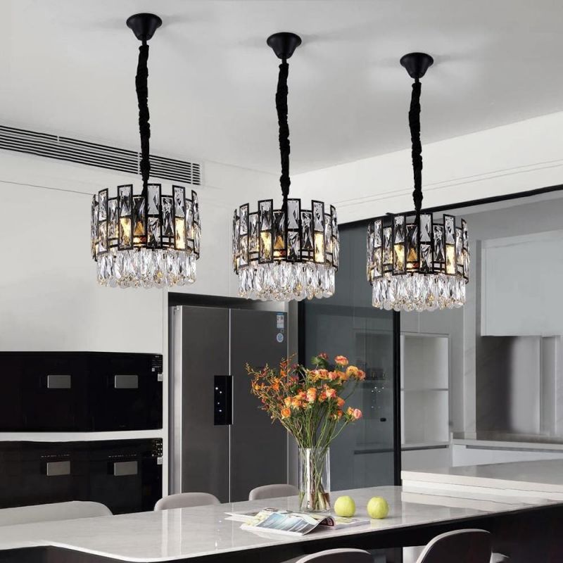 Morry Black Clear Crystal Pendant Chandelier