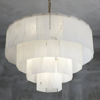 Alabaster Modern Multi-Layer Round Chandelier 31"