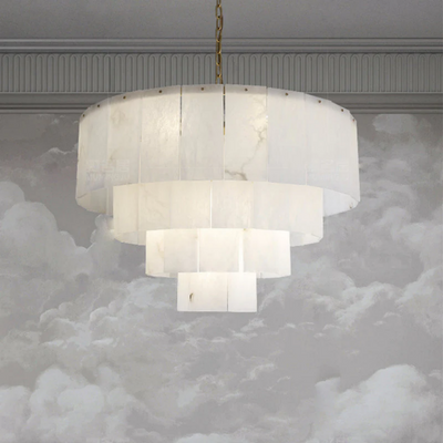 Alabaster Modern Multi-Layer Round Chandelier 31"