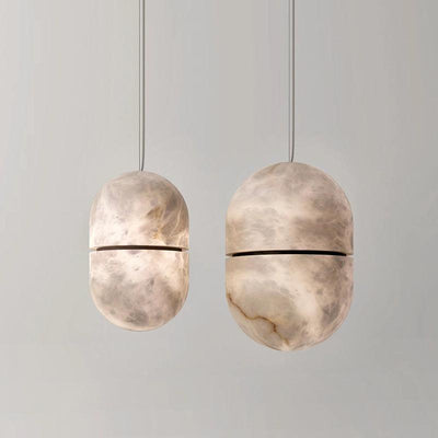 Alabaster Oval Art Pendant Light