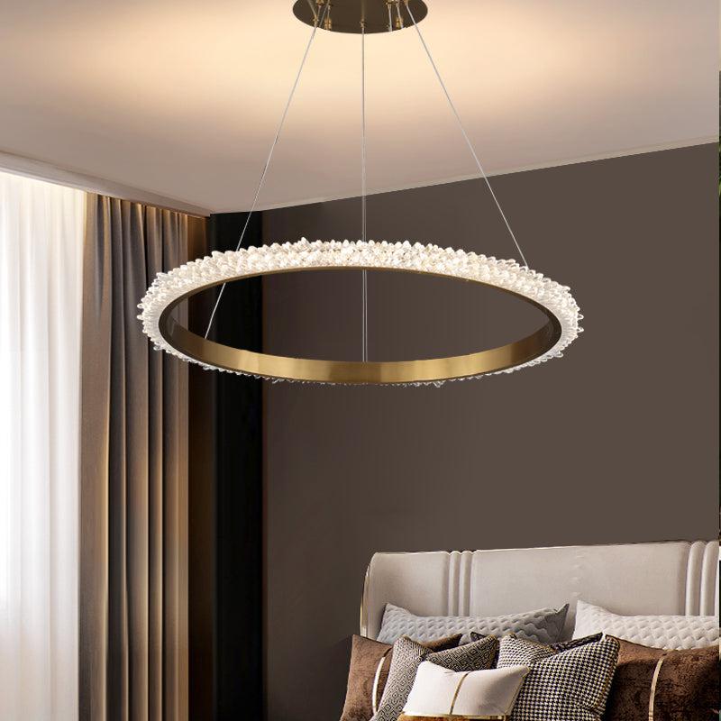 Primary Contemporary K9 Crystal Halo Ring Foyer Chandelier