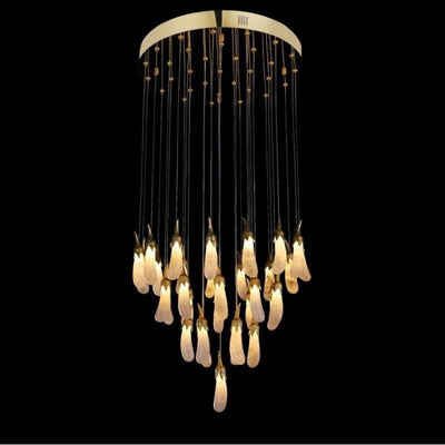 Primary Contemporary Rock Crystal Eggplant Pendant Chandelier