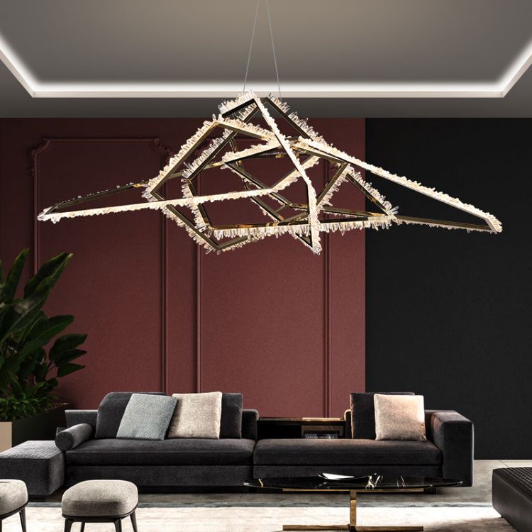 Primary Irregular Modern Living Room Rock Crystal Chandelier