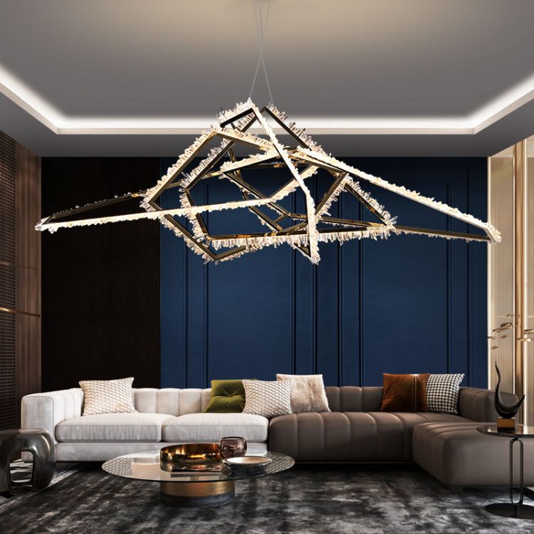 Primary Irregular Modern Living Room Rock Crystal Chandelier