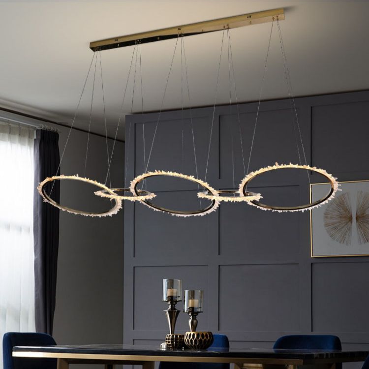 Primary Modern Living Room Crystal 5 Rings Chandelier