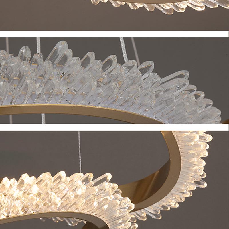 Primary Staircase K9 Crystal Ring Chandelier