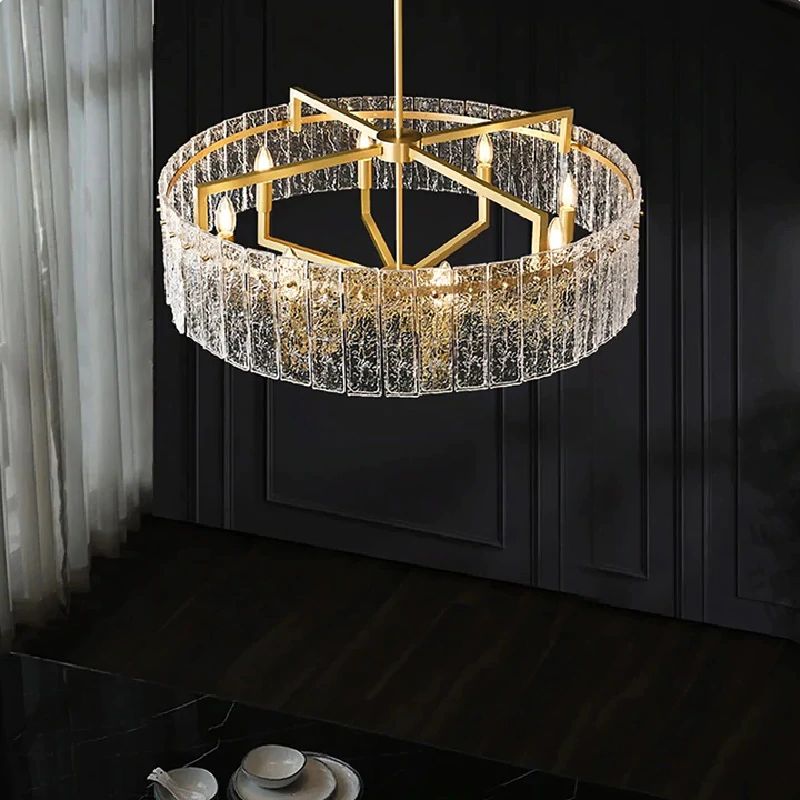 Flake Round Crystal Chandelier 40"