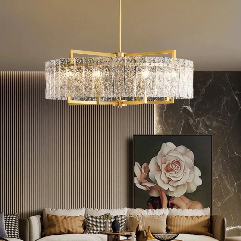 Flake Round Crystal Chandelier 32"