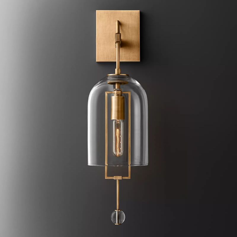 Sophia Brass Small Wall Sconce With Glass Shade