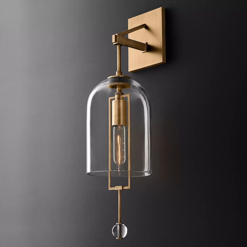 Sophia Brass Small Wall Sconce With Glass Shade