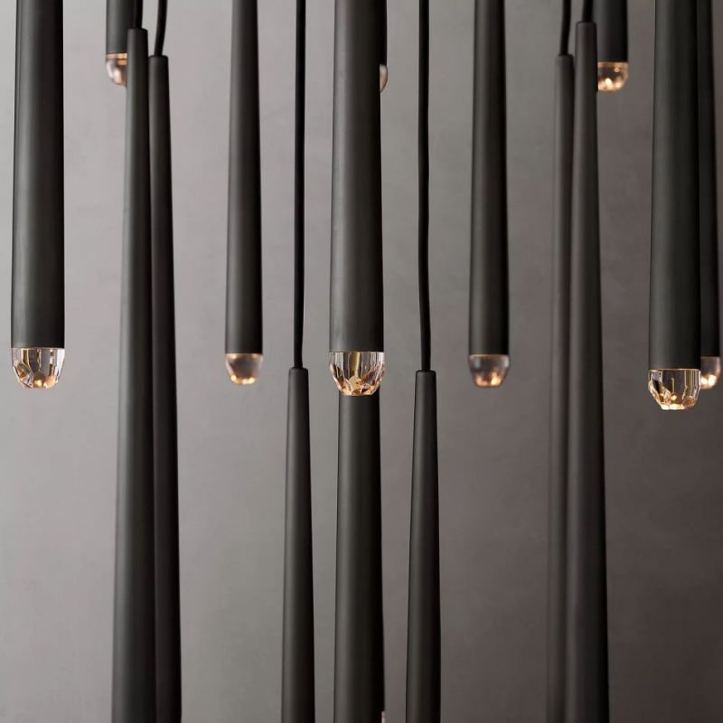 Charlotte Meteor Shower Round Tapered Tubular Chandelier 48"