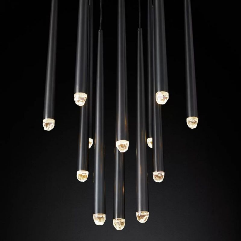 Charlotte Meteor Shower Round Tapered Tubular Chandelier 24"